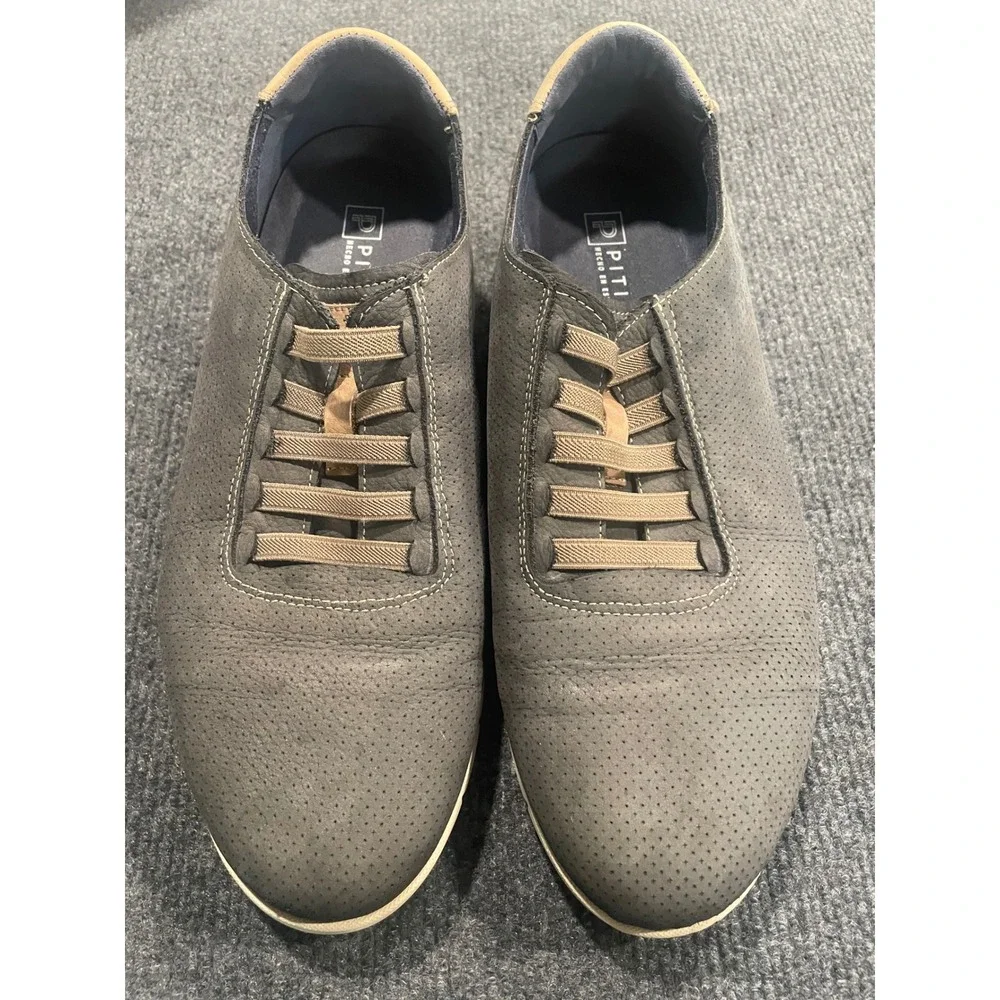 Pitillos Mens Grey Perforated Leather Slip On Sneakers Spain Comfort Light 12in